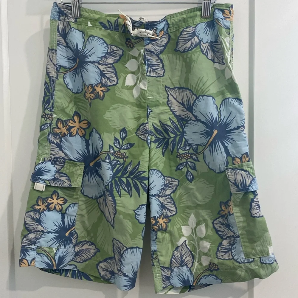 Lands End Boys Tropical Graphic Board Shorts |Size L